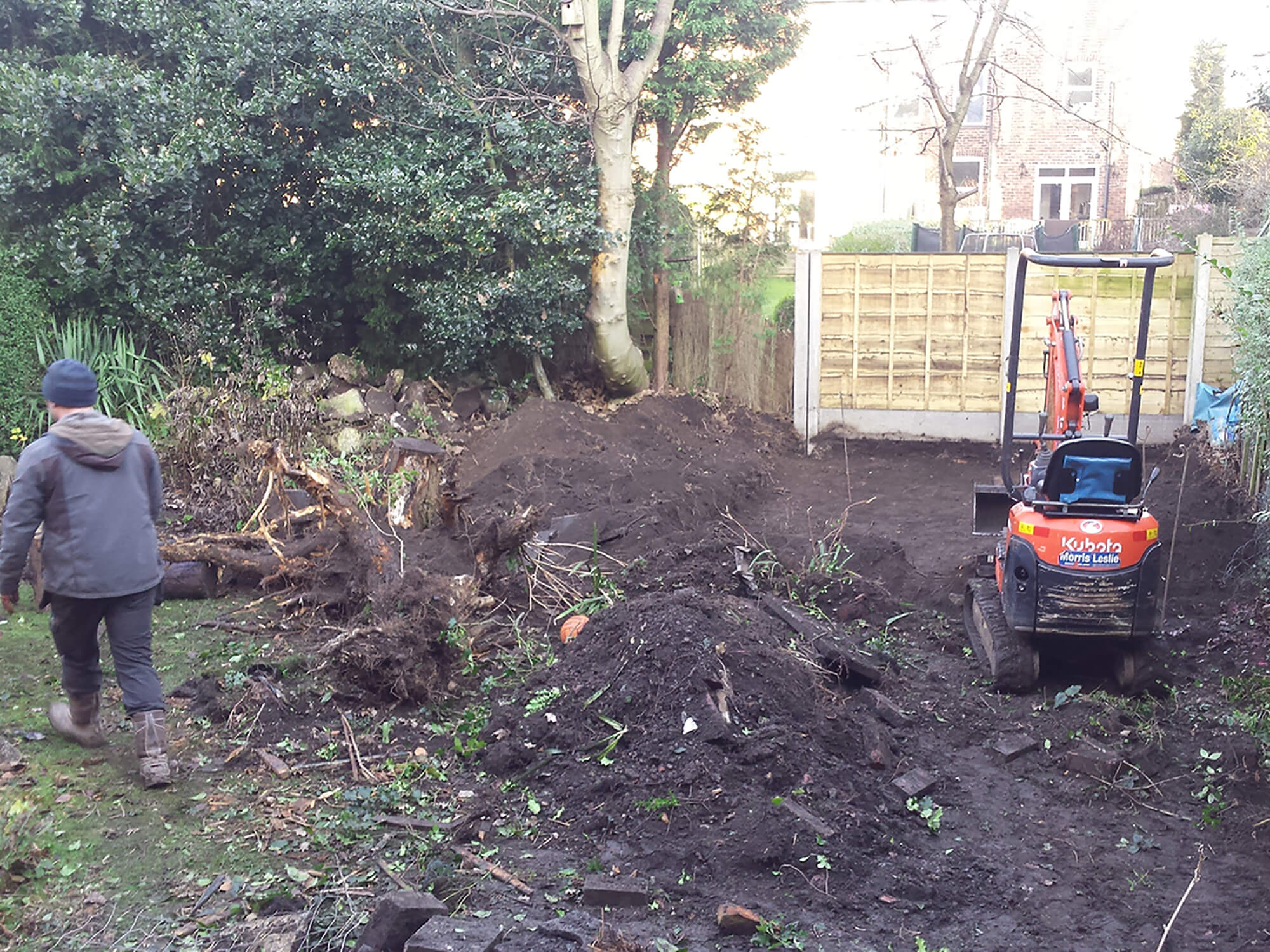 Private residence Heaton Moor garden construction in progress.