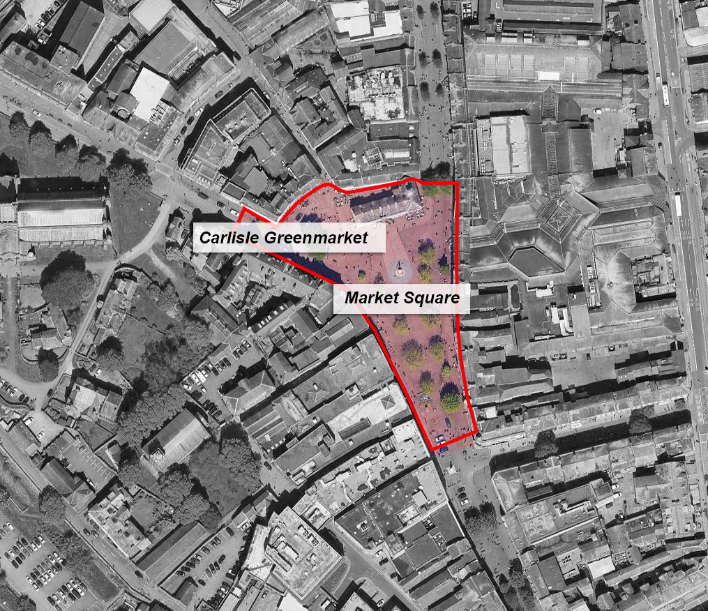 Carlisle town centre greenmarket and market square location plan