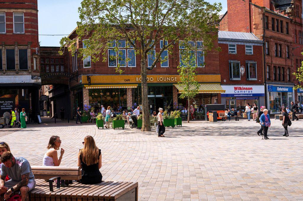 outdoor cafe and dining in Carlisle Market Square